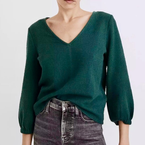Madewell Green Balloon Sleeve Top - Picture 1 of 2